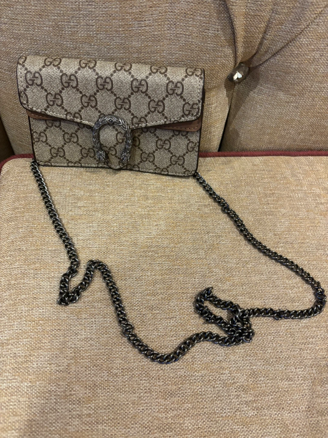 Gucci Marmont Wallet on Chain Beige/Brown