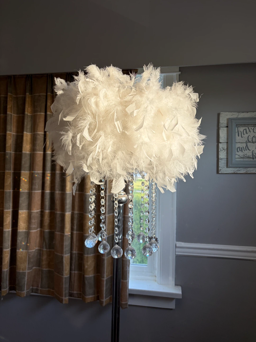 White Feather Crystal Floor Lamp
