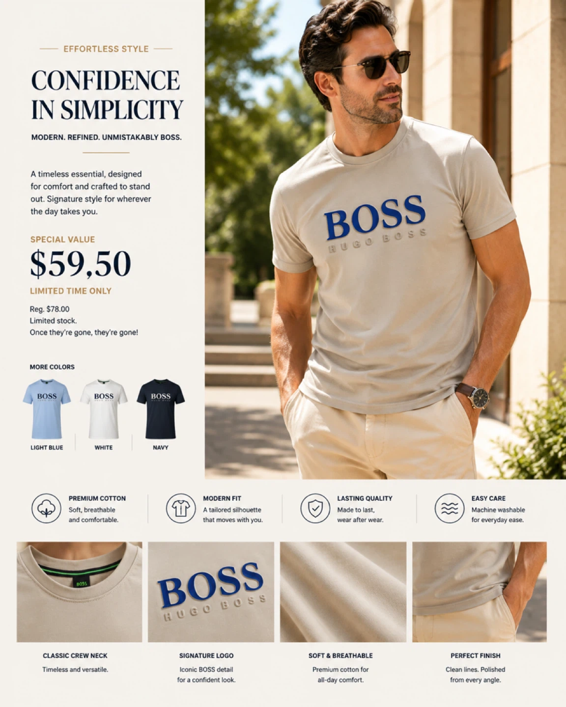 BOSS Hugo Boss Men's Crew Neck T-Shirt - photo 2