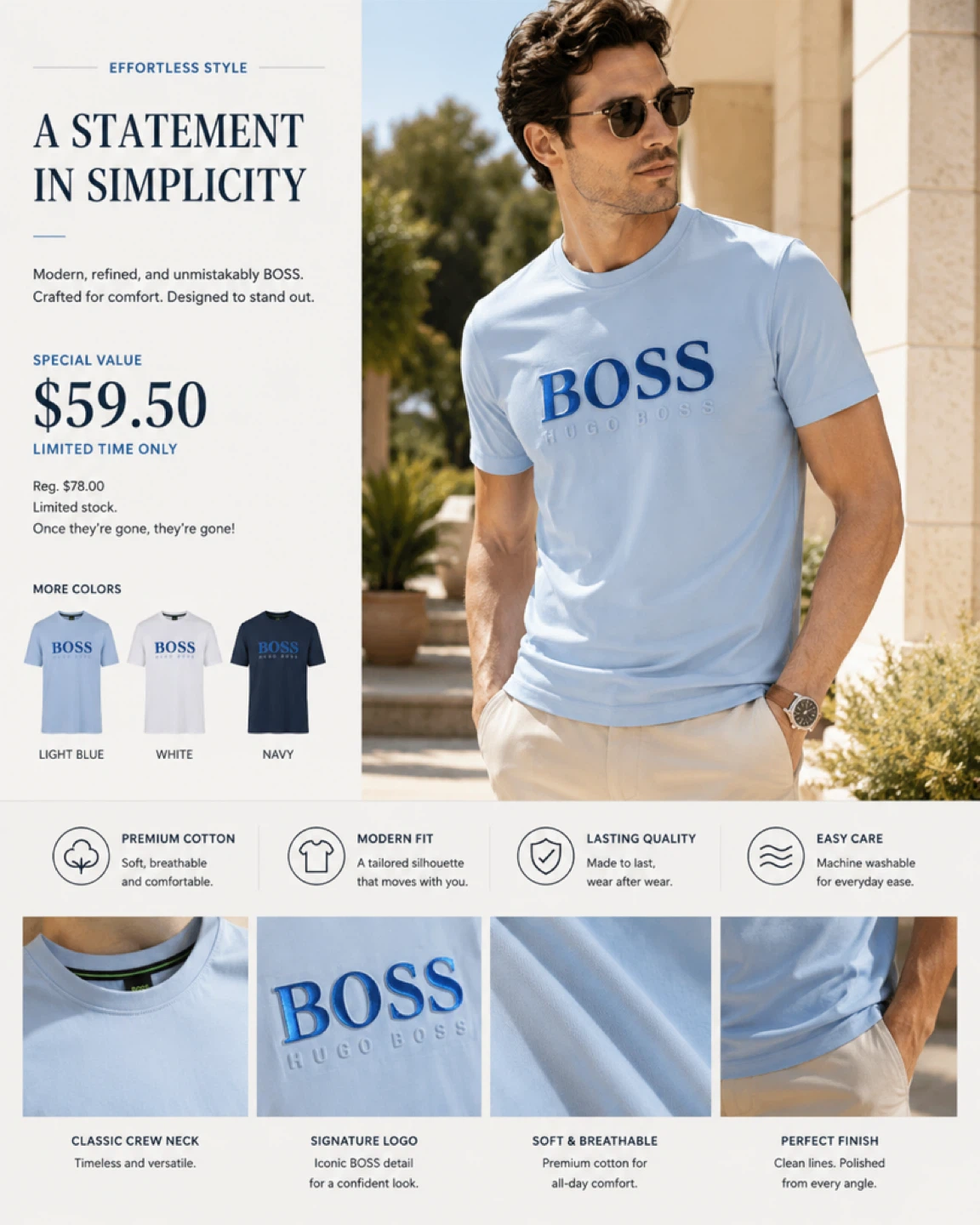 BOSS Hugo Boss Men's Crew Neck T-Shirt - photo 4