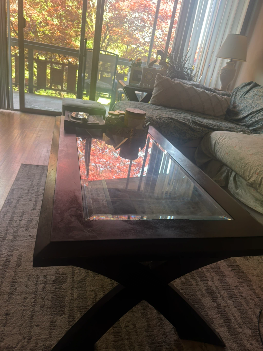 Dark Wood TV Stand with Electric Fireplace - photo 2