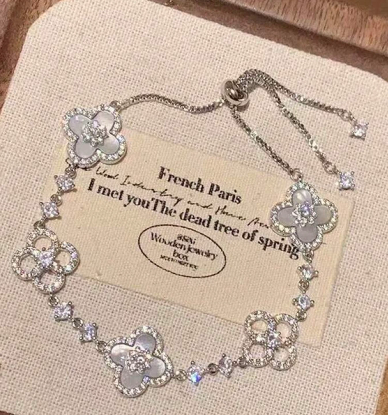 Clover Charm Bracelet with Crystals