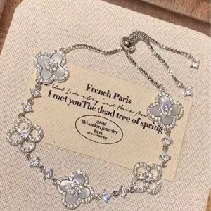Clover Charm Bracelet with Crystals