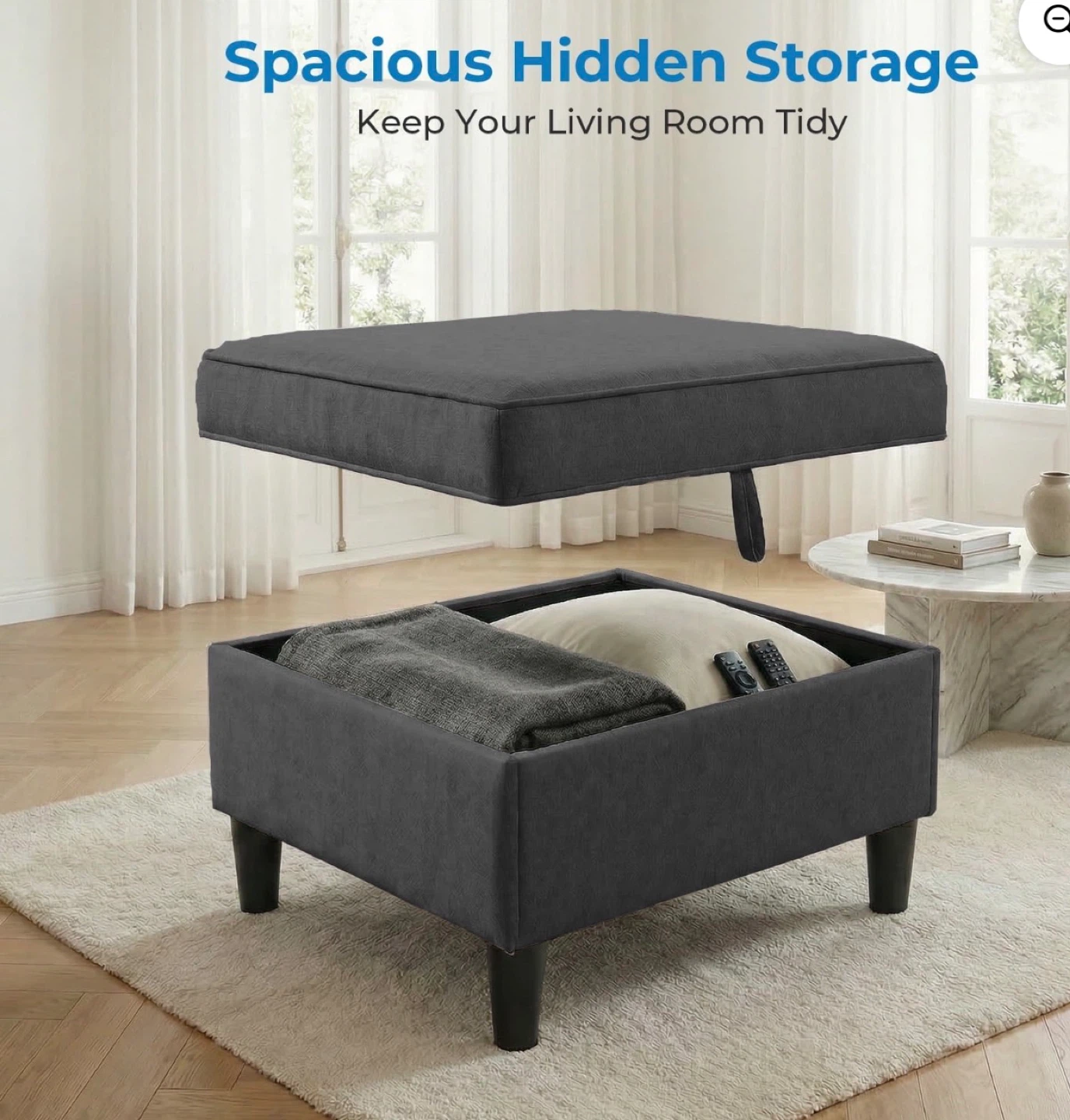 Grey Storage Sofa set with Ottoman - photo 5