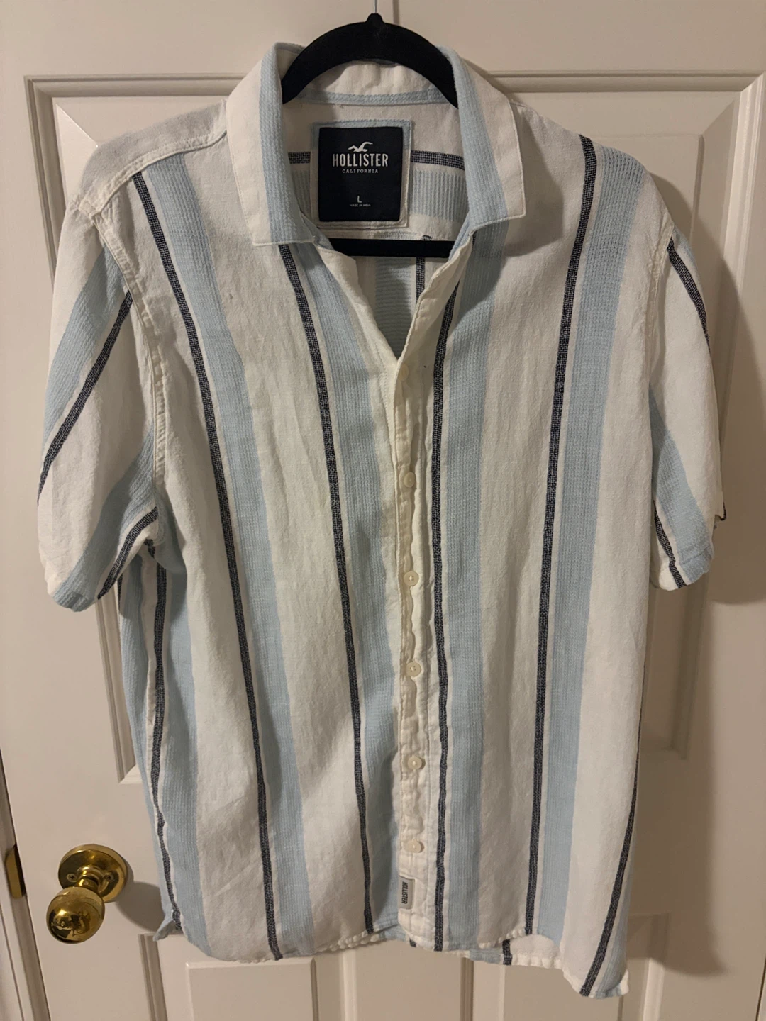 Hollister Men's Striped Short-Sleeve Shirt - Size L - photo 4