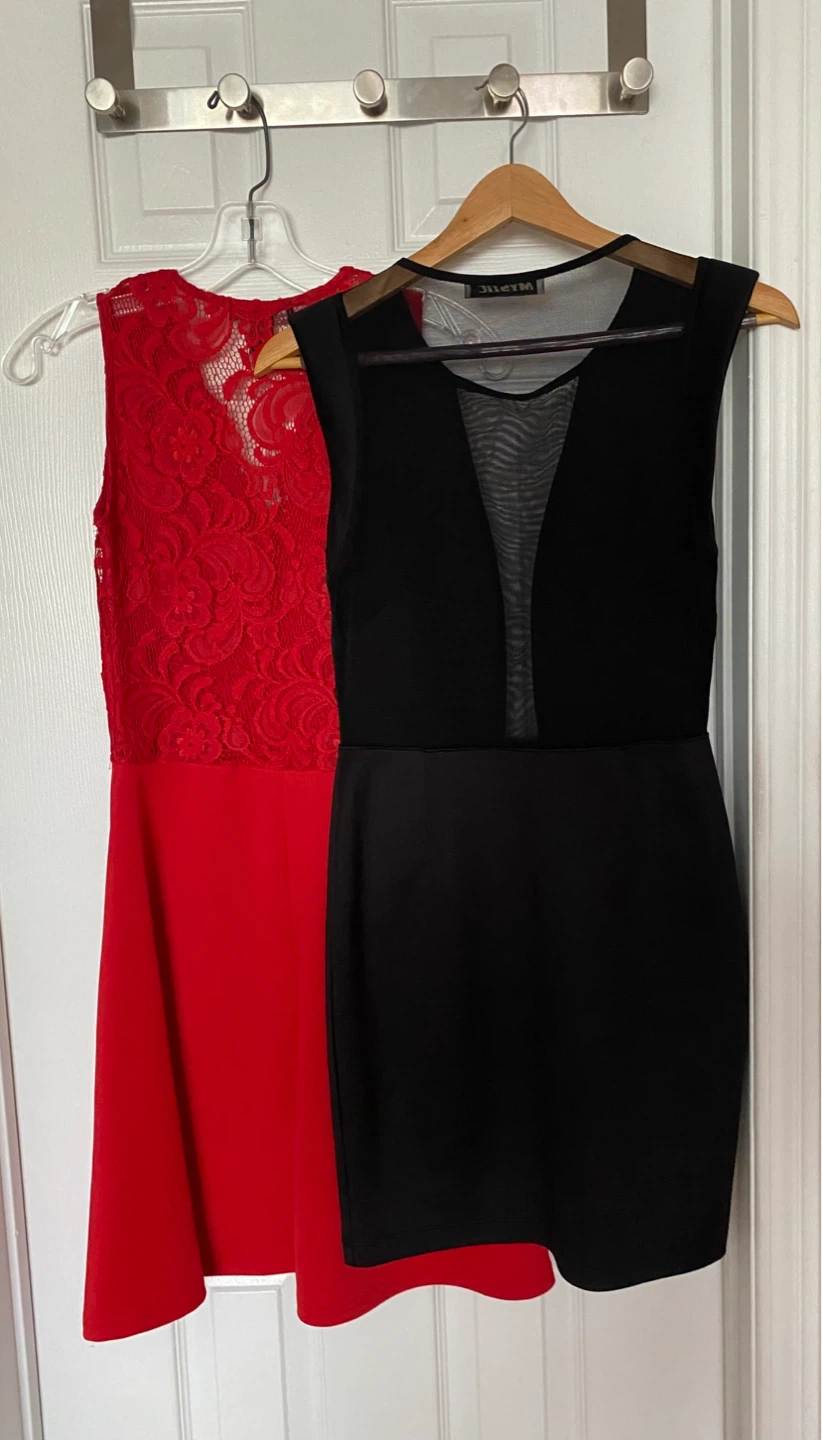 MYSTIC Black Mesh V-Neck Dress