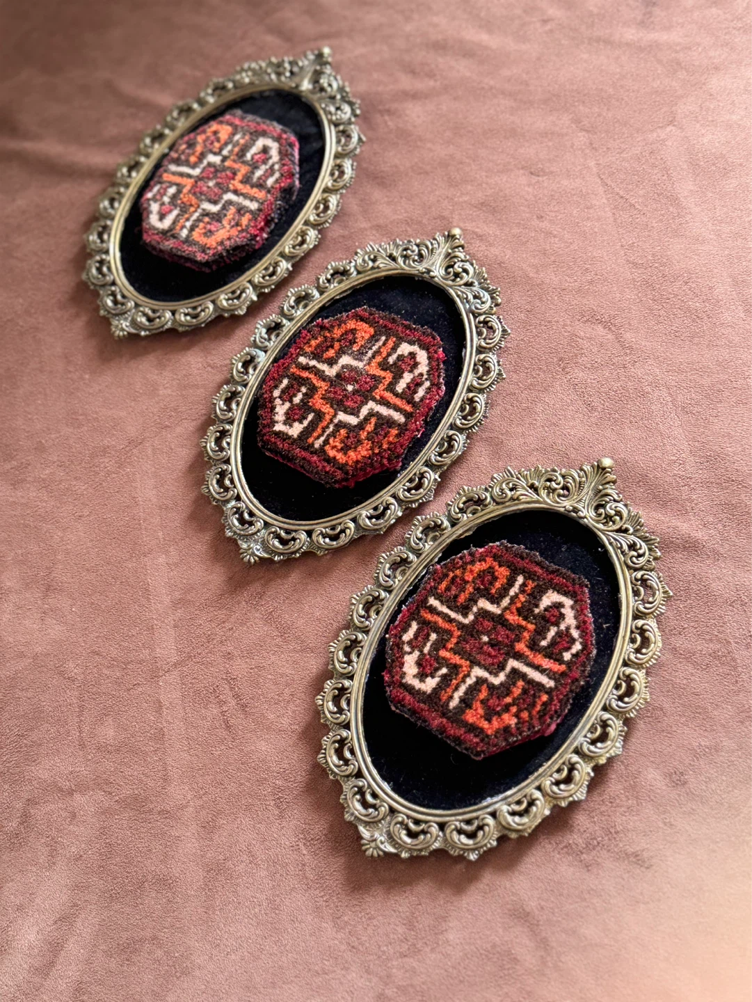 Set of 3 Vintage Oval Ornate Framed Miniatures