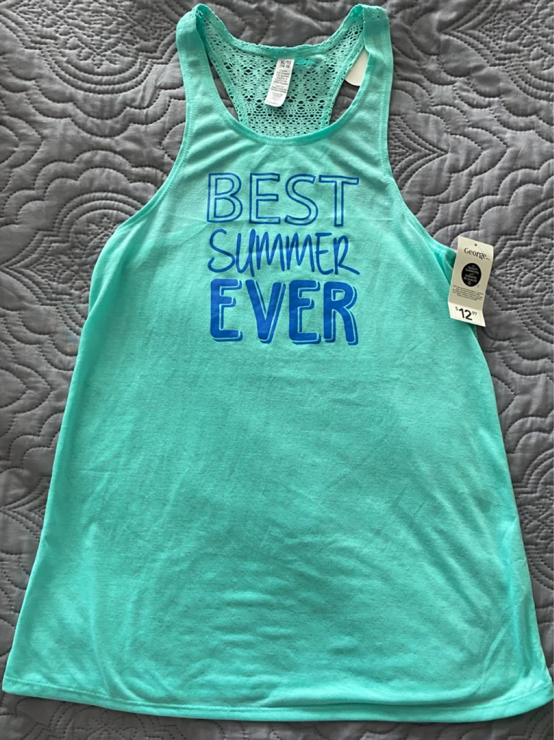 Turquoise “Best Summer Ever” Cover-Up Tank Top – Kids XL/TG