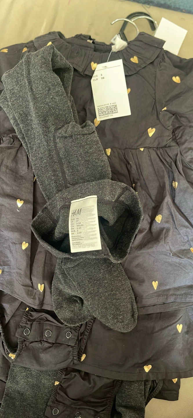 H&M Baby Girls Heart Dress and Tights Set