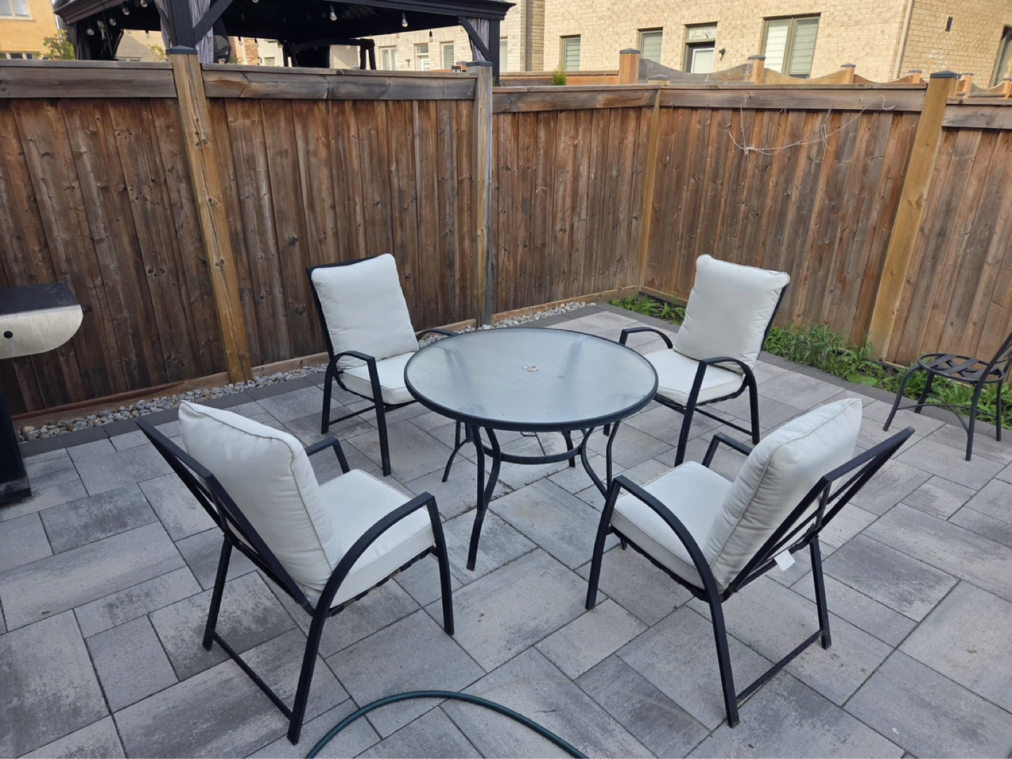 Glass Top Patio Table with 4 Chairs