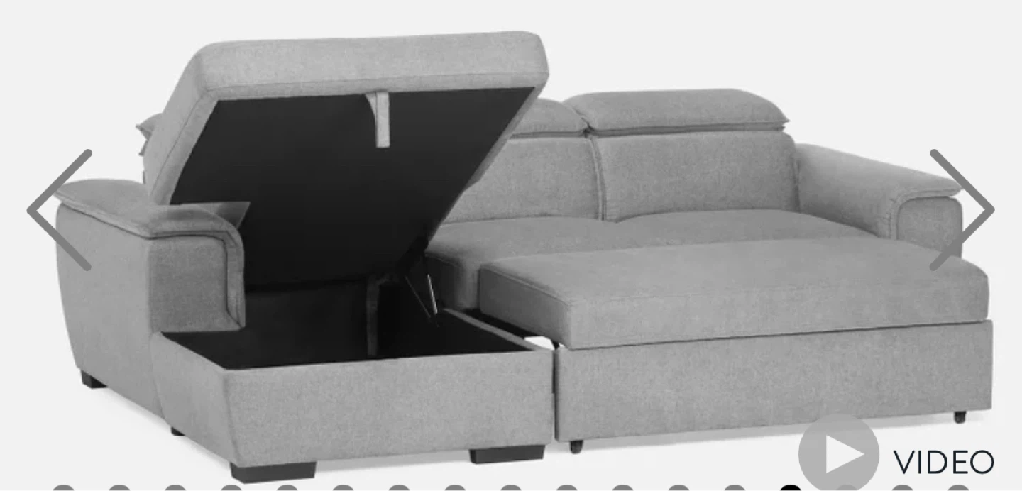 Grey Sectional Sofa with Storage and Pull-Out Bed - photo 4