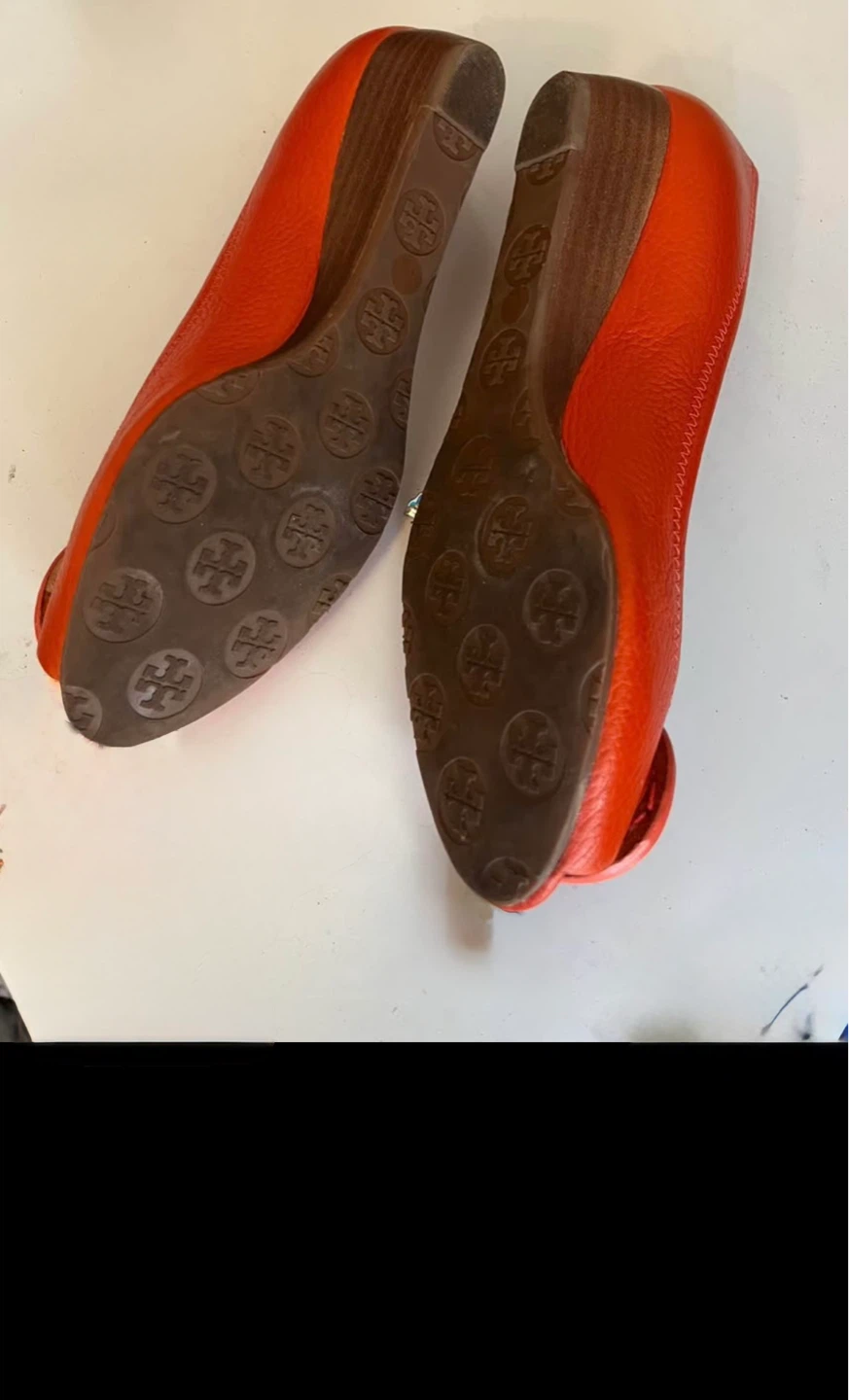 Tory Burch Orange Leather Peep-Toe Wedge Flats - photo 3