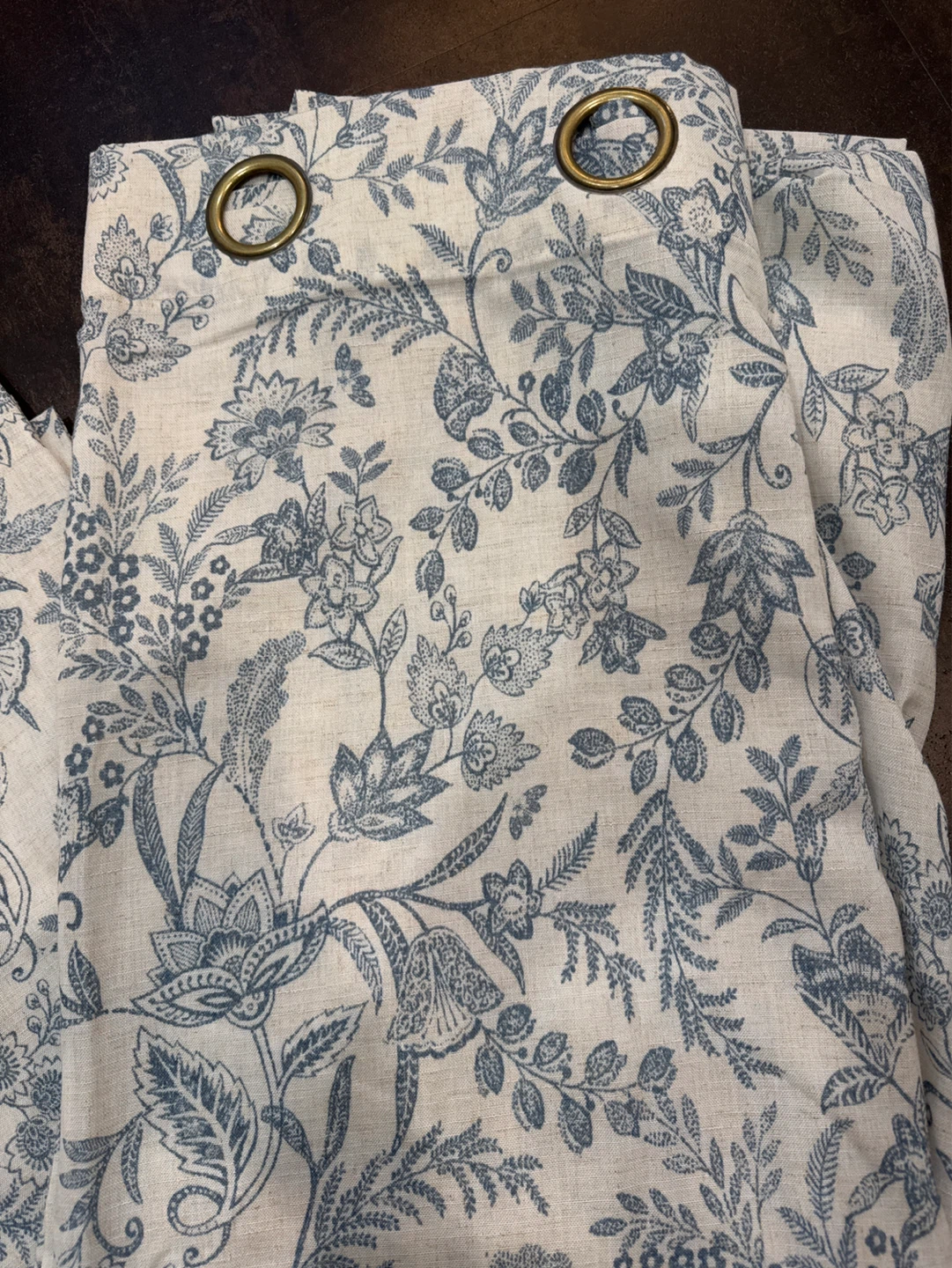 Blue Floral Print Grommet Top Curtains - photo 2