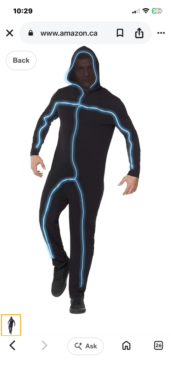 Black Glow Stick Man Costume Jumpsuit - photo 2