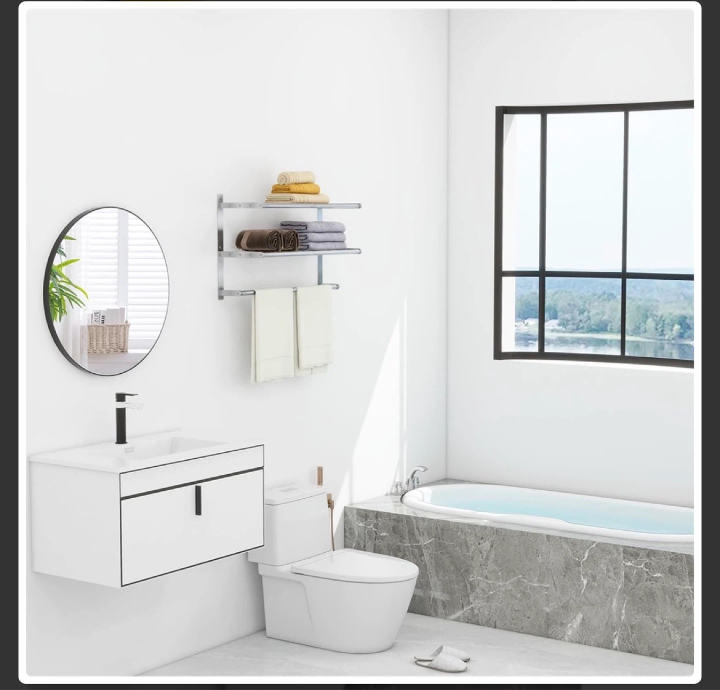 3-Tier Wall Mounted Towel Rack and Shelf - photo 3