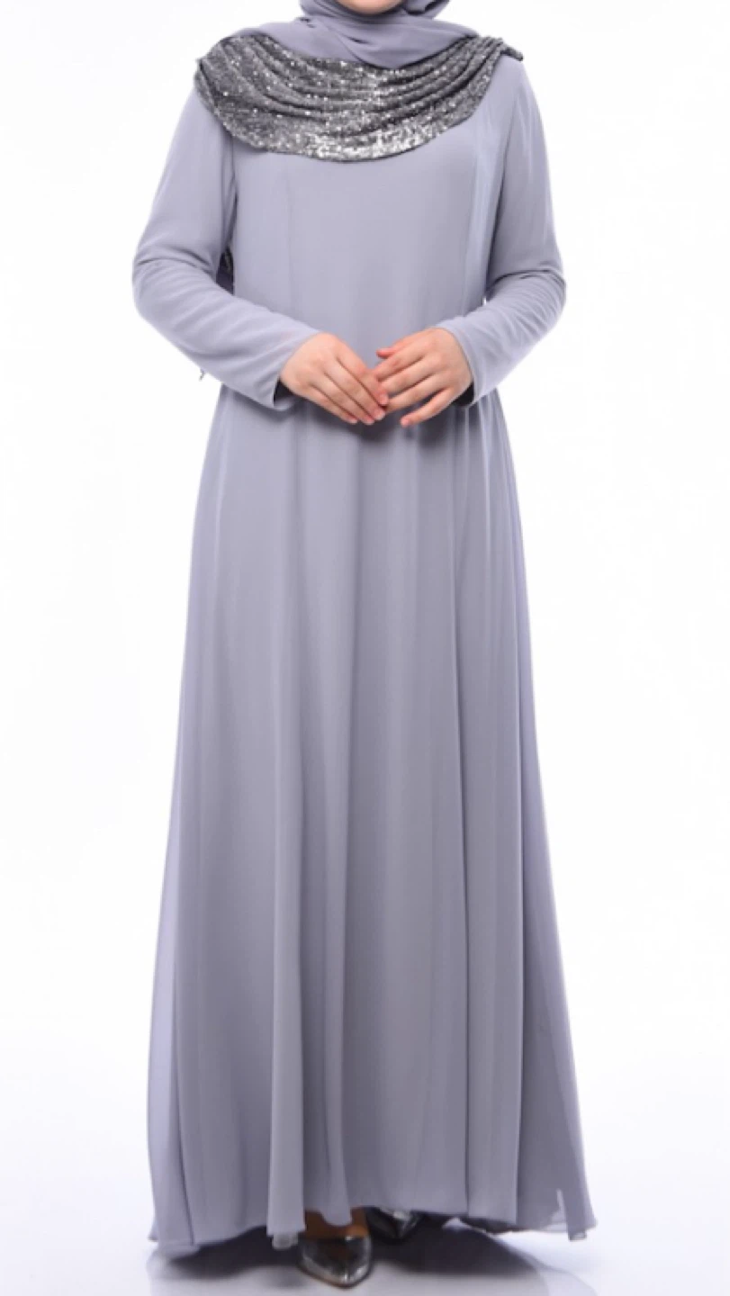 Like new Grey sequined cowl neck maxi dress