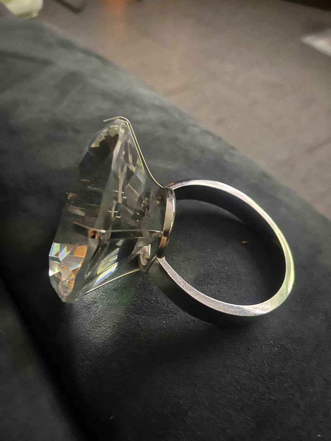 Large Crystal Diamond Ring