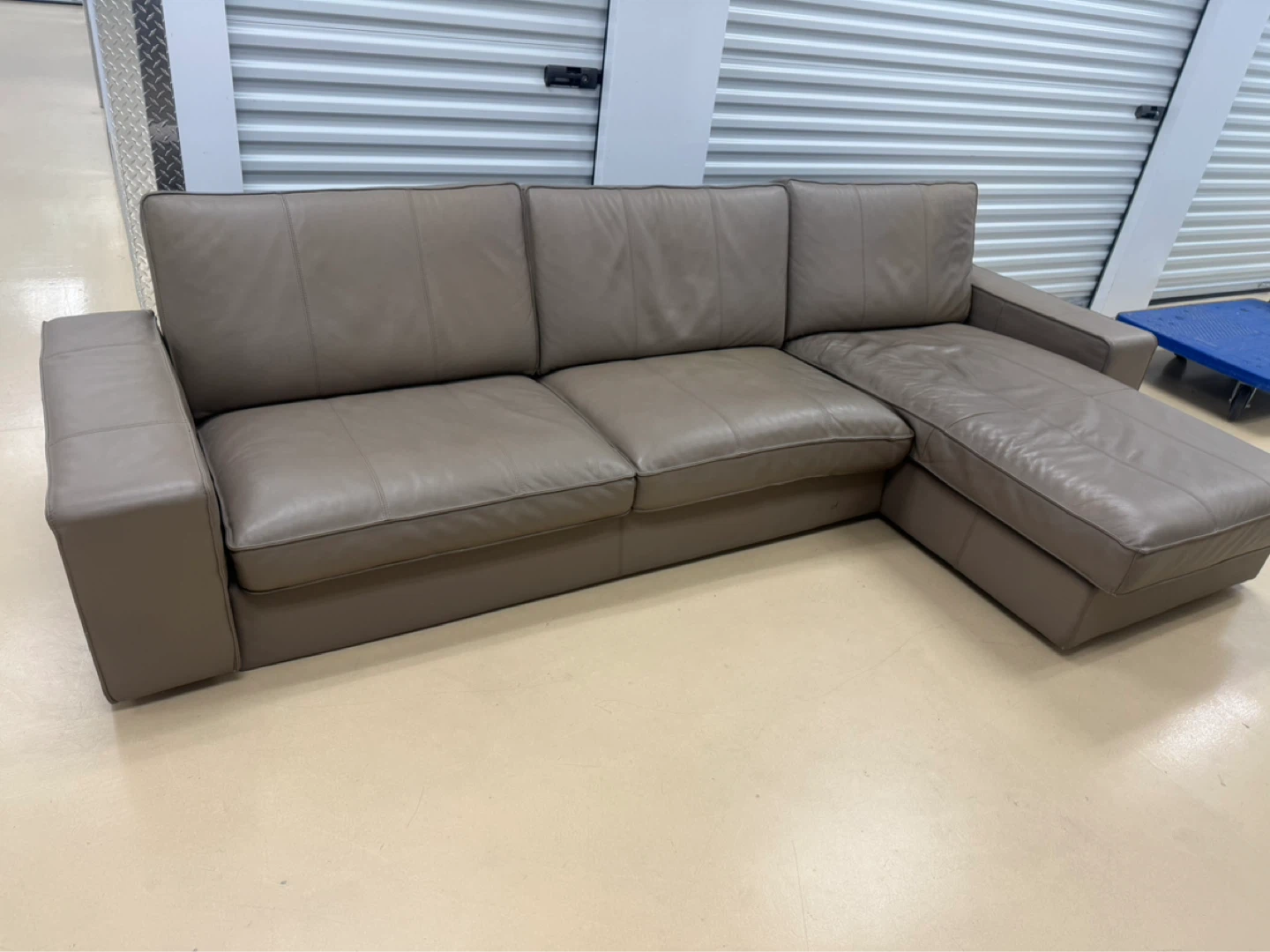 Ikea Taupe Leather Sectional Sofa - photo 3