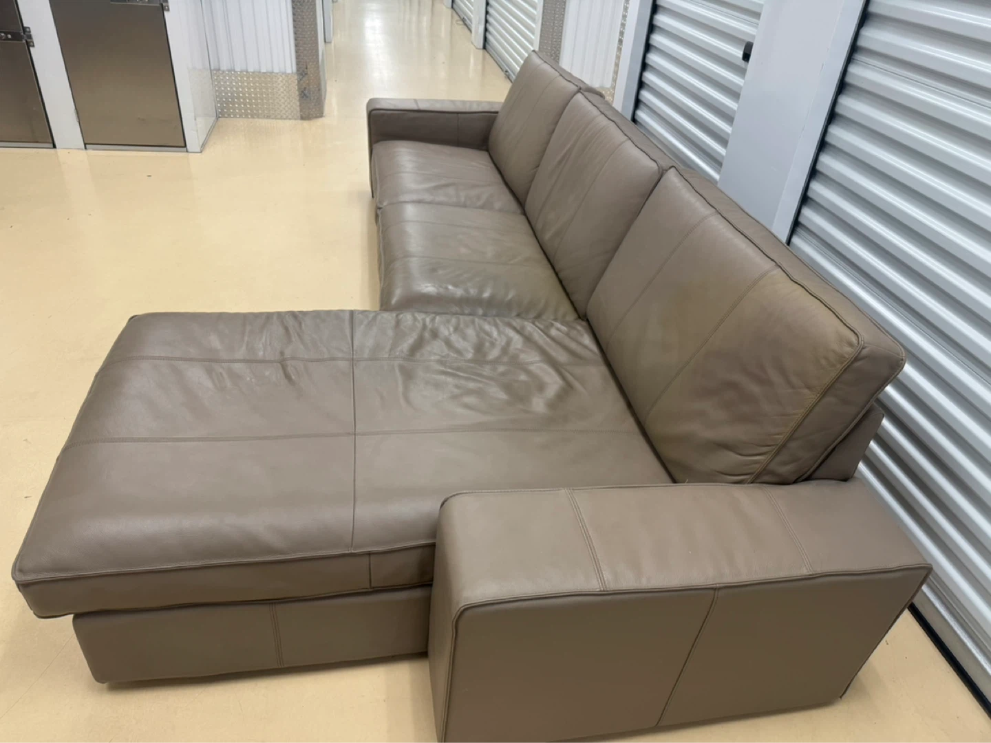 Ikea Taupe Leather Sectional Sofa - photo 2