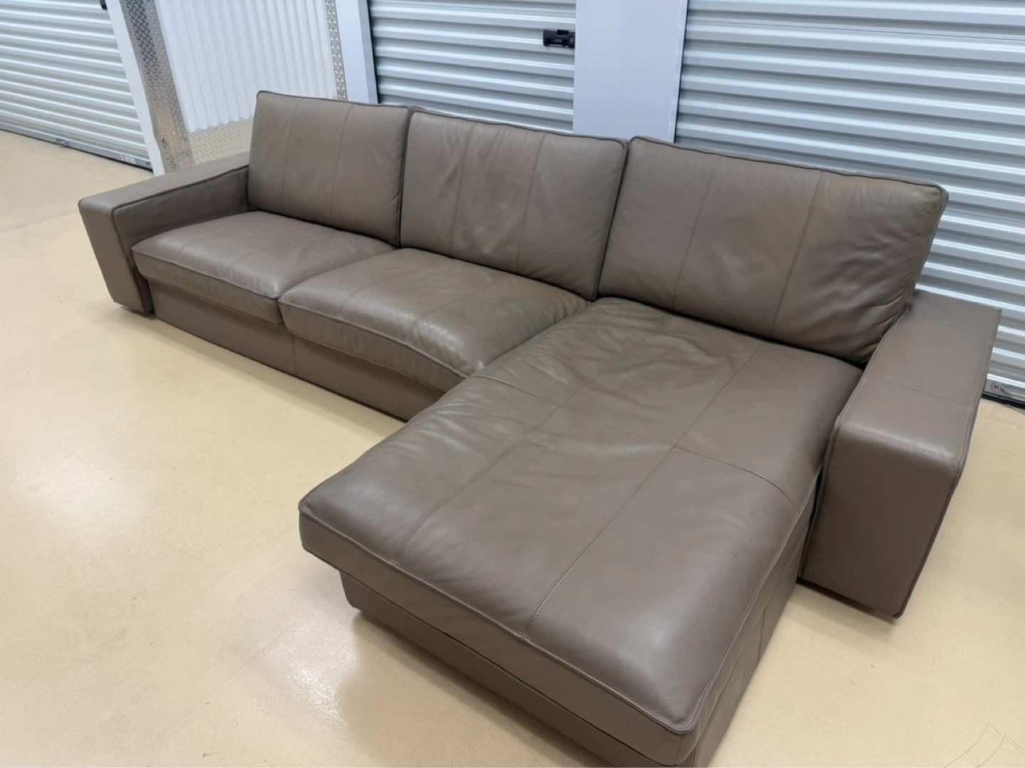 Ikea Taupe Leather Sectional Sofa - photo 4