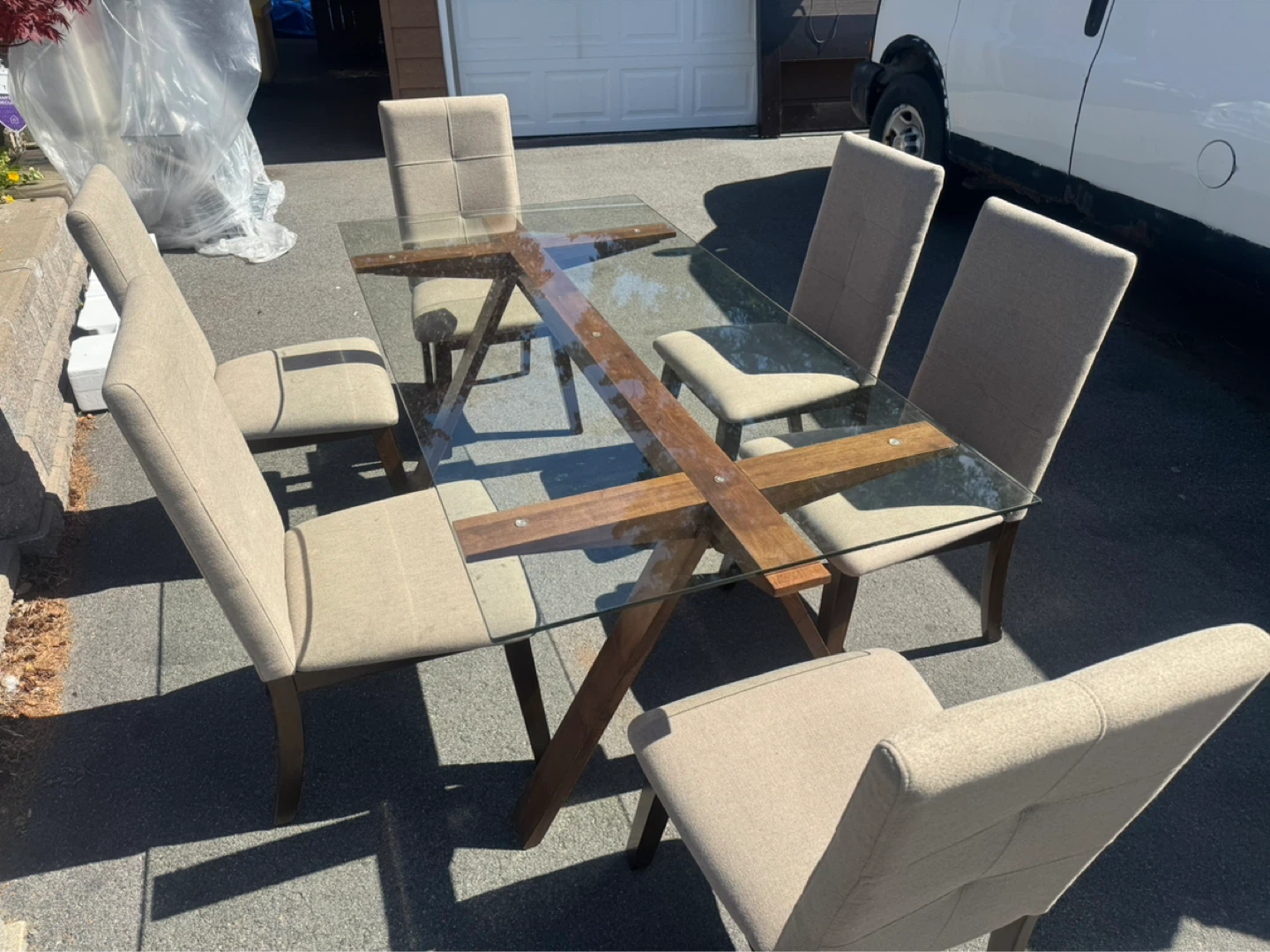 Glass Top Dining Table with 6 Chairs - photo 2