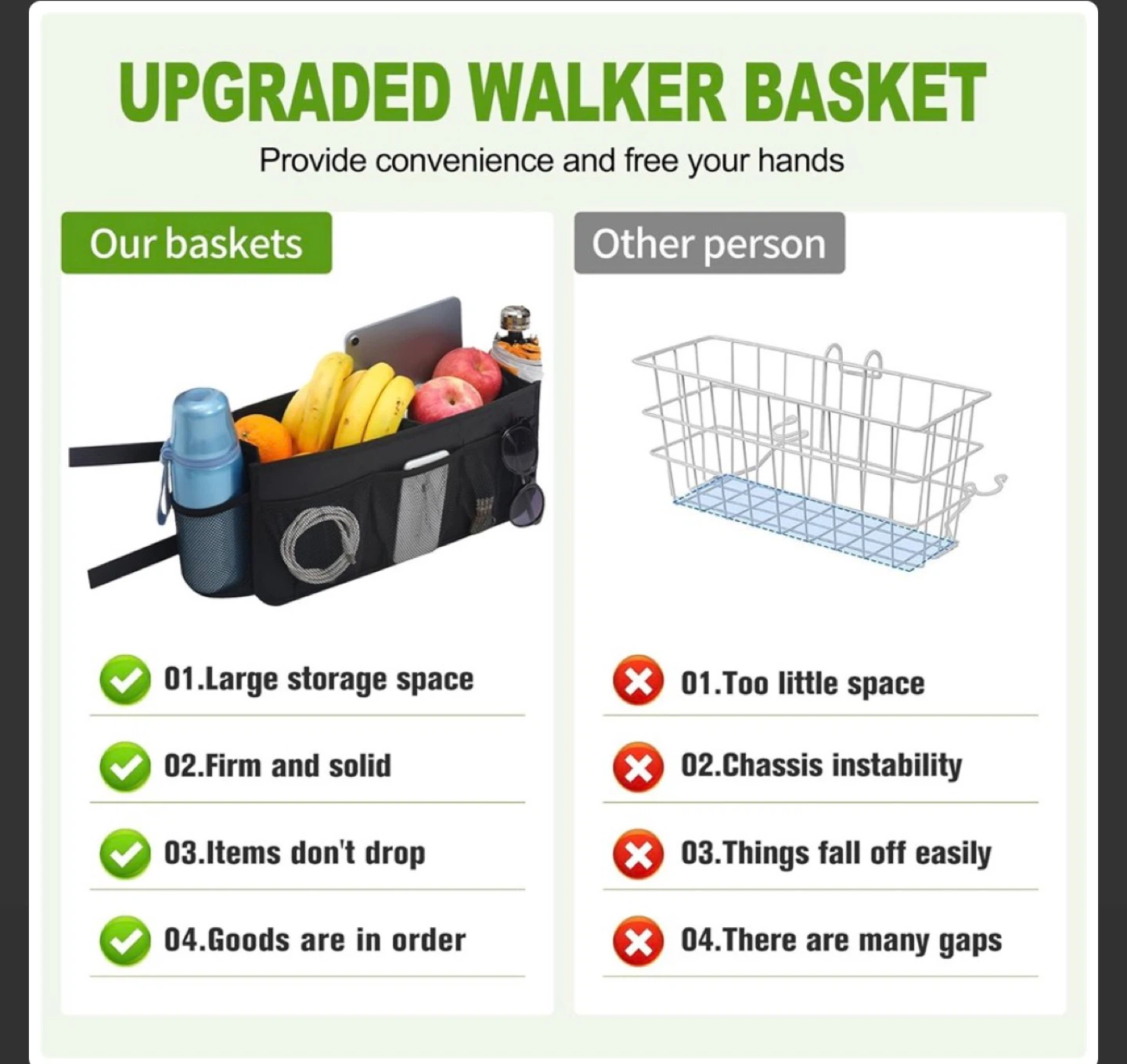 Upgraded Walker Basket with Storage Pockets - photo 4