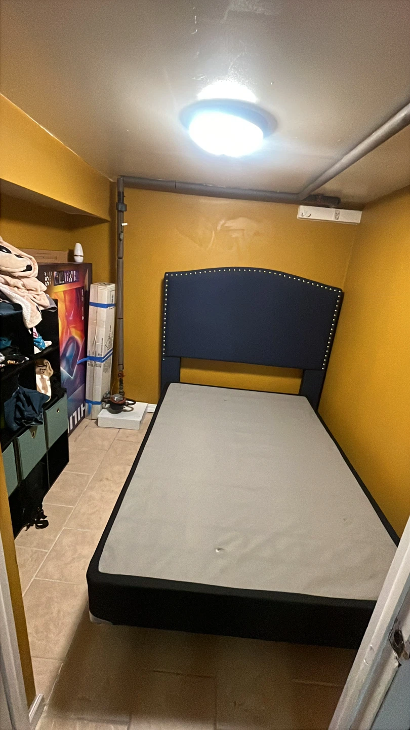 Navy Blue Tufted Headboard Bed Frame & matrees zize full