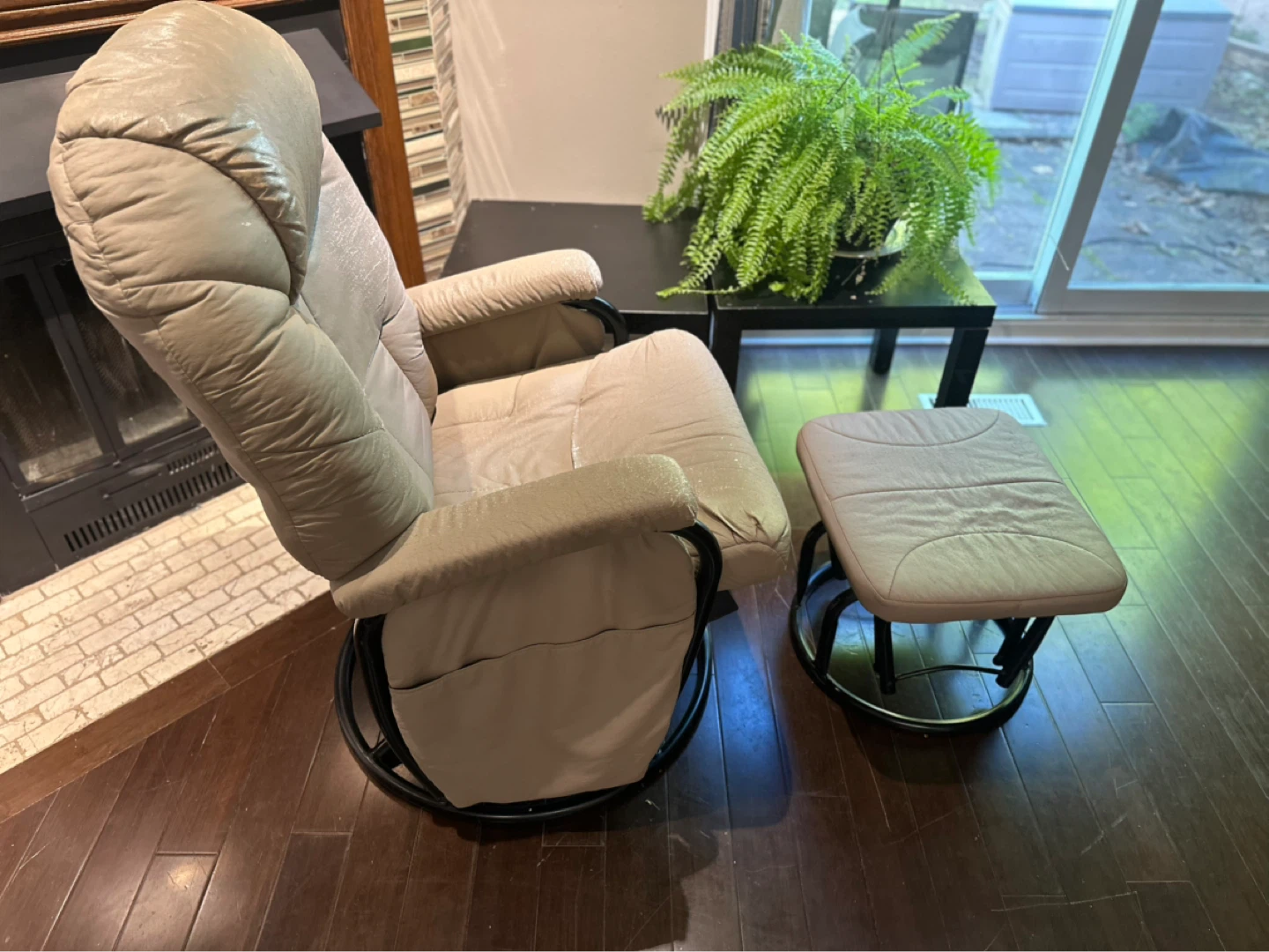 Tan Glider Chair and Ottoman Set - photo 2