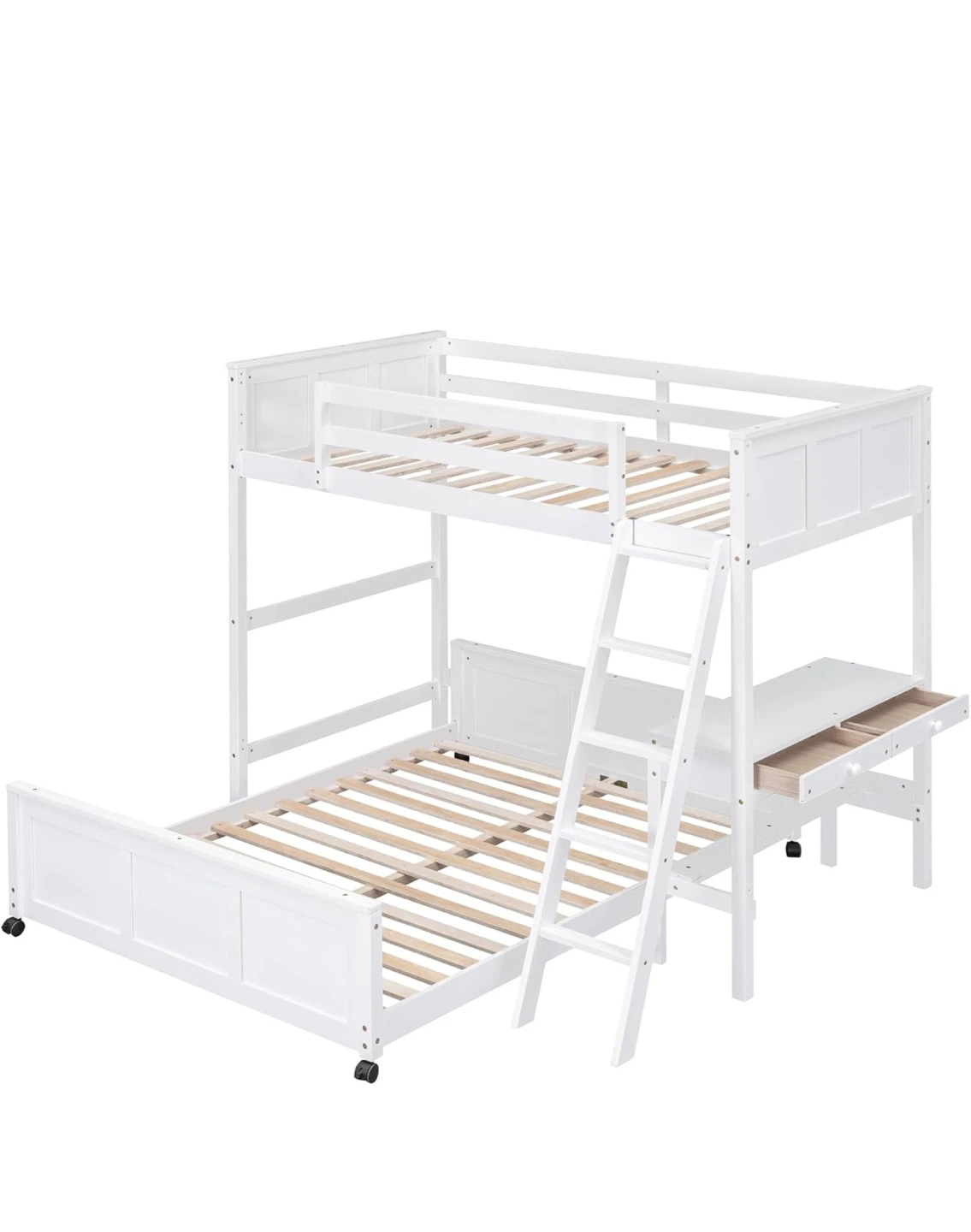 White Bunk Bed with Desk and Twin Over Full Size - photo 2