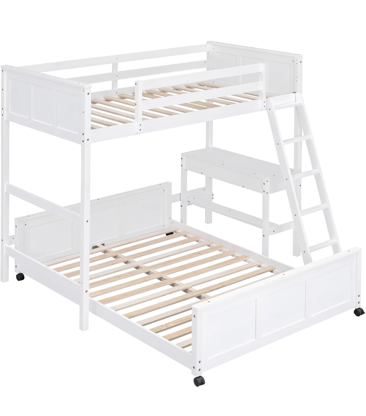 White Bunk Bed with Desk and Twin Over Full Size - photo 3