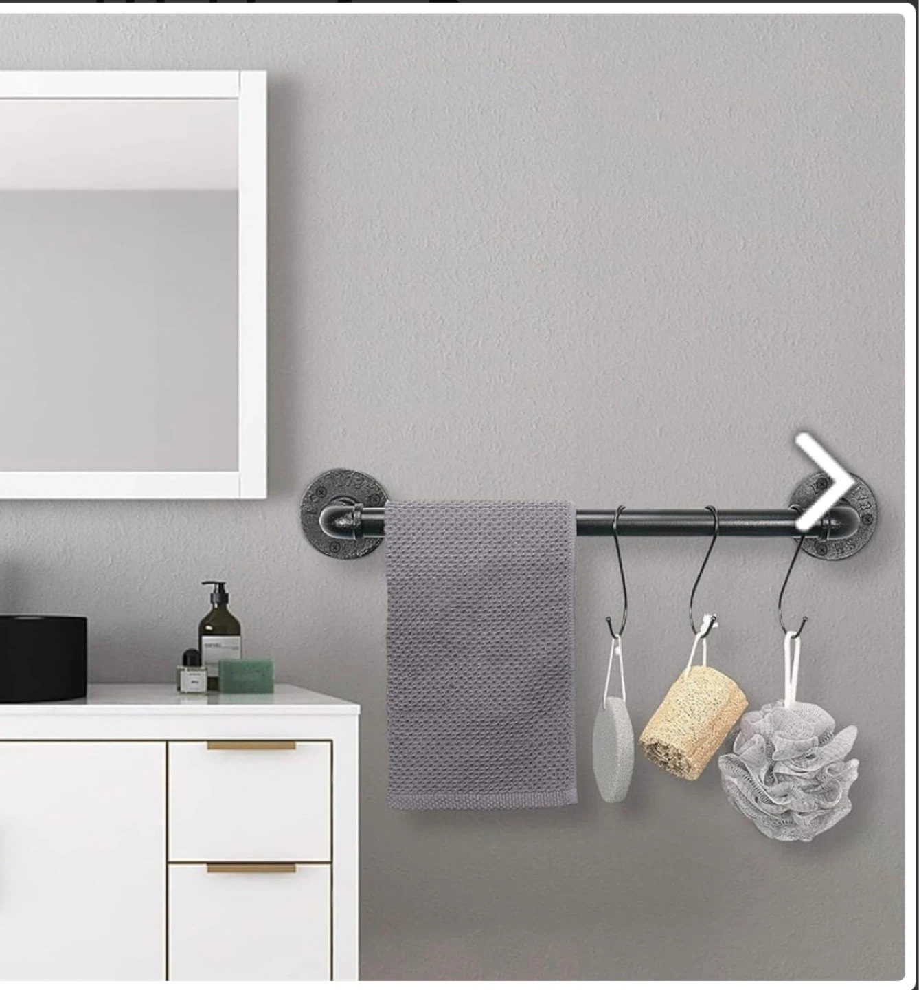 Industrial Pipe Towel Bar with S-Hooks - photo 2