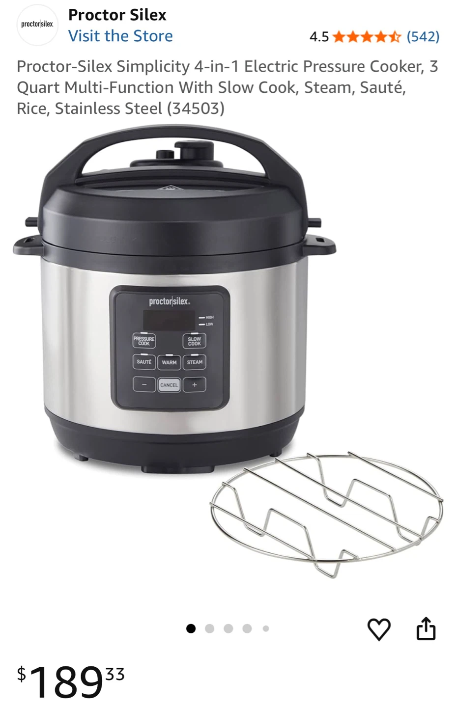 Proctor Silex 4-in-1 Electric Pressure Cooker 2.8L - photo 5
