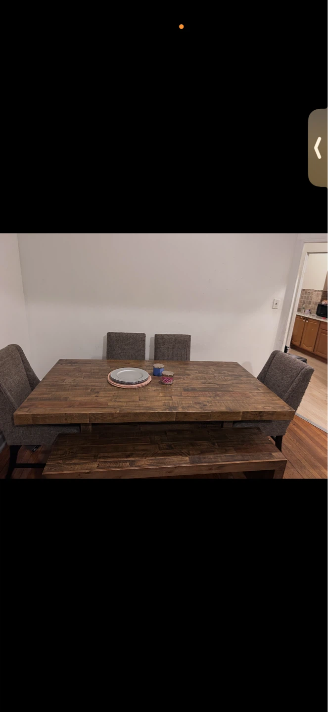 Wooden Dining Table Set with 4 Chairs and Bench - photo 2