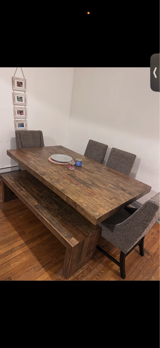 Wooden Dining Table Set with 4 Chairs and Bench