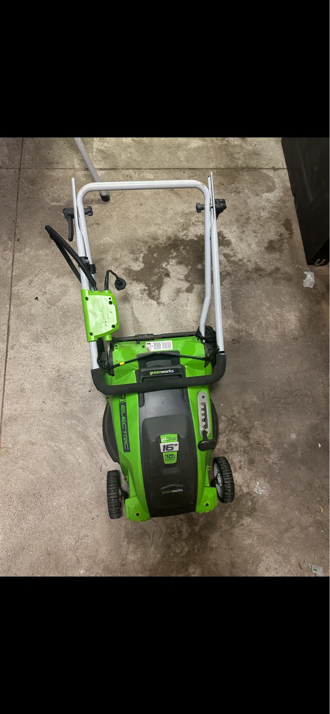 Greenworks lawnmower, blower, trimmer
