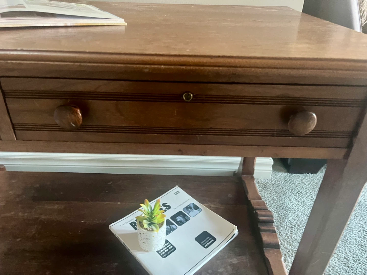 Vintage Cherrywood Writing Desk with Two Drawers - photo 4