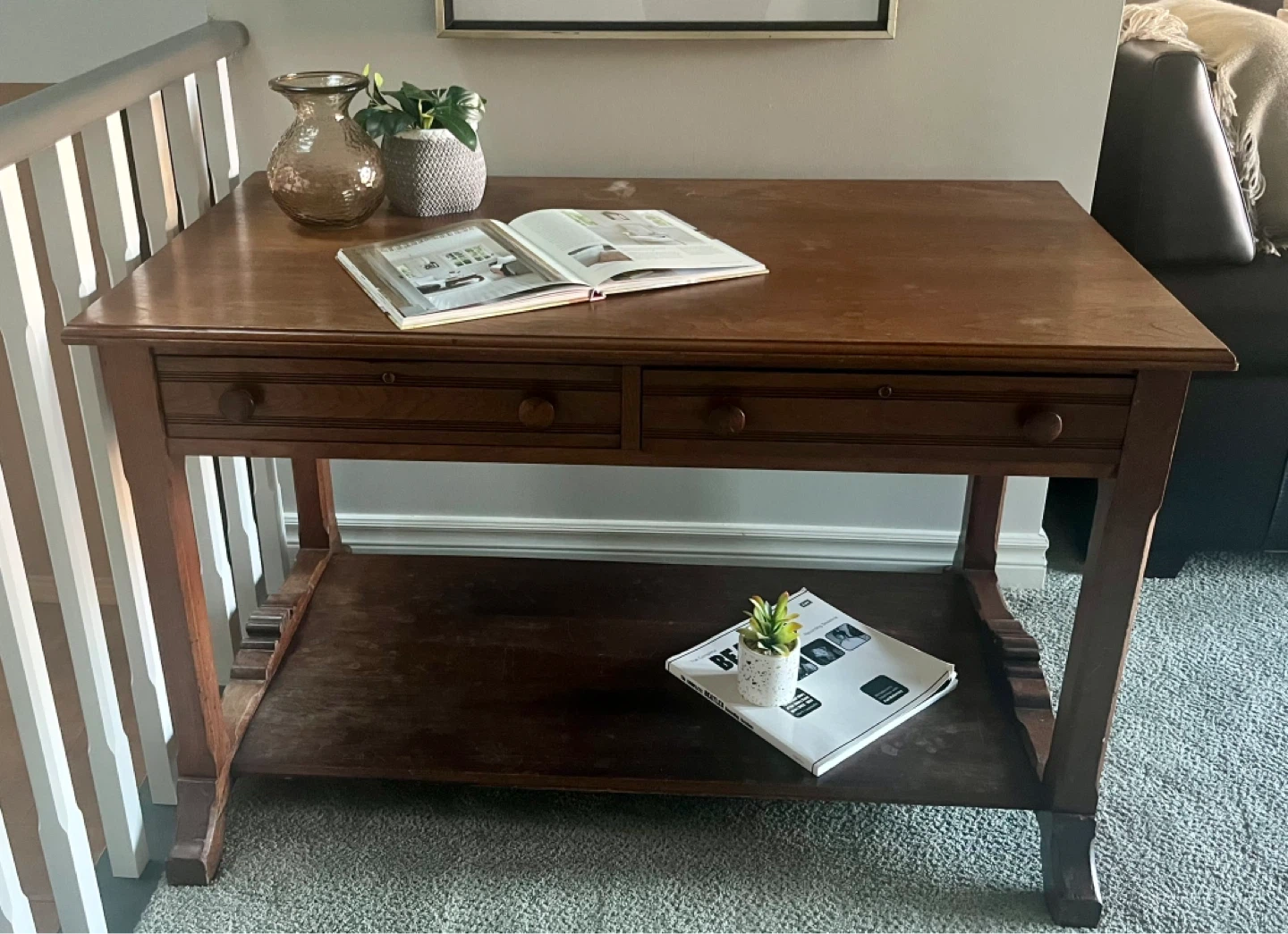 Vintage Cherrywood Writing Desk with Two Drawers