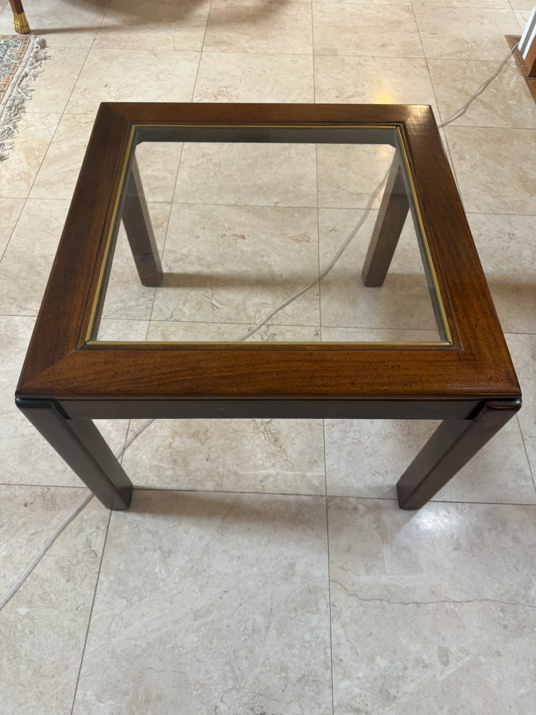 Square Wood and Glass Accent Table - photo 2