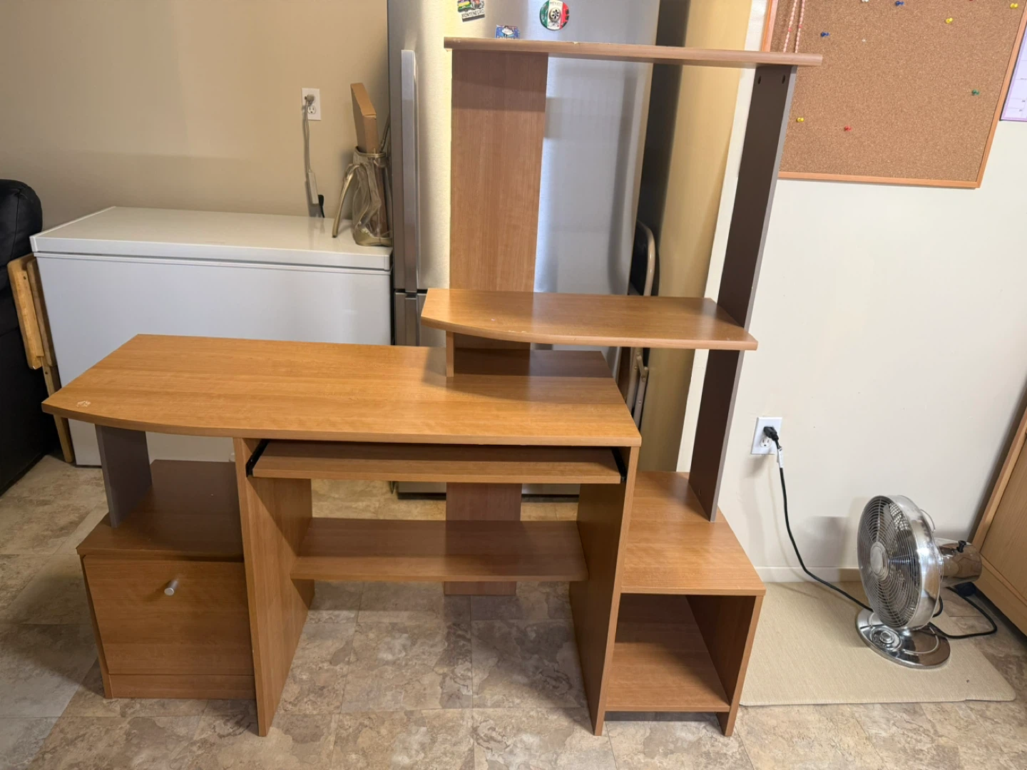 Wooden Computer Desk with Shelving