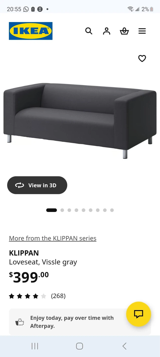 IKEA KLIPPAN Loveseat, Vissle Gray