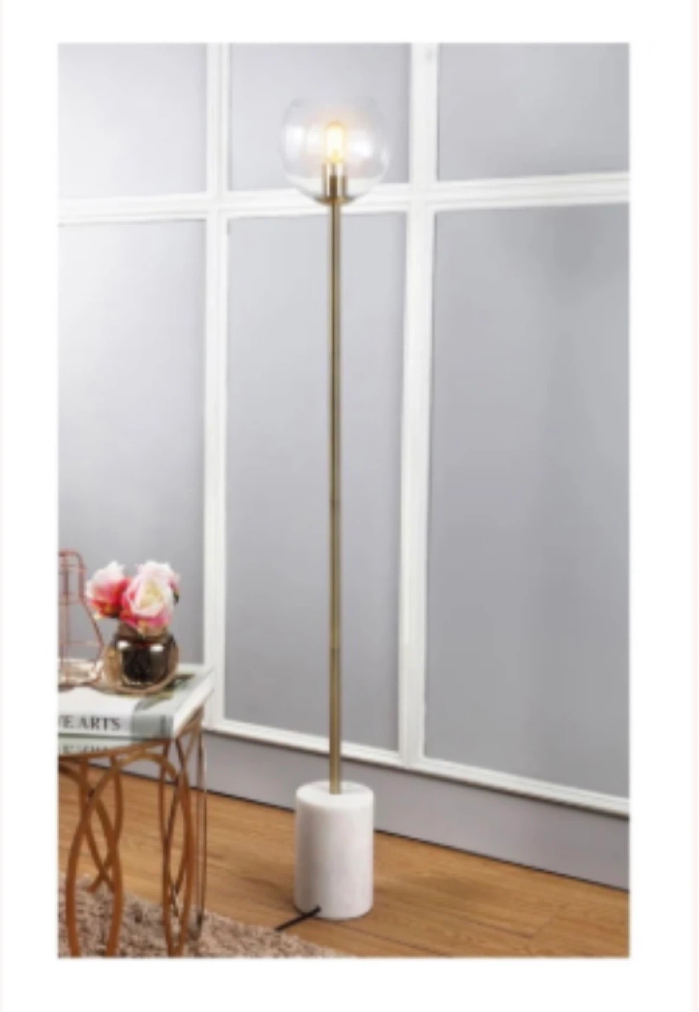 Modern Globe Floor Lamp with Marble Base