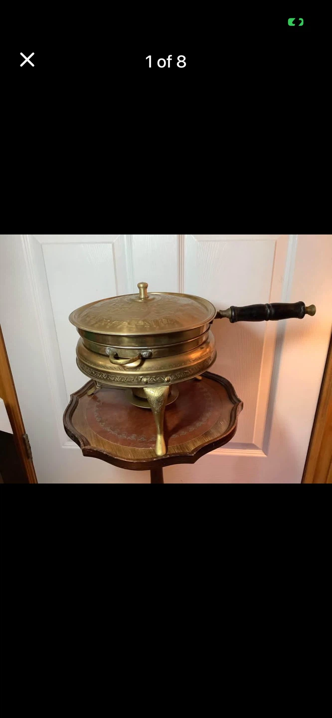 Vtg Ornate Brass Chafing/Warming Dish Set 🐞