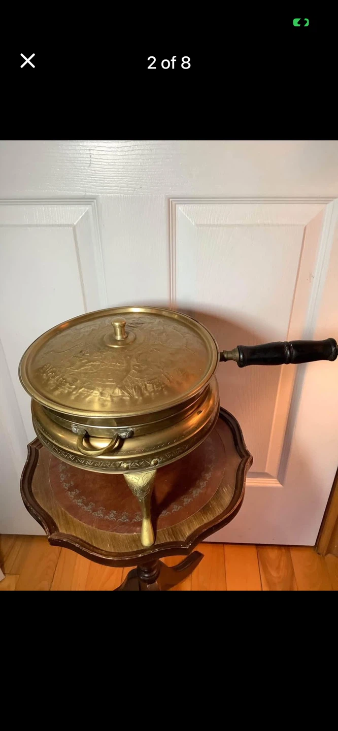 Vtg Ornate Brass Chafing/Warming Dish Set 🐞 - photo 2