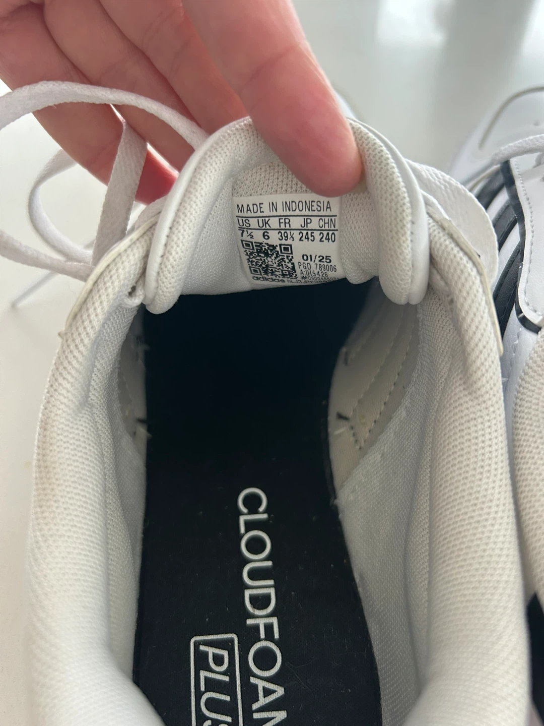 Adidas Cloudfoam Plus Sneakers White Black Size 6 UK - photo 3
