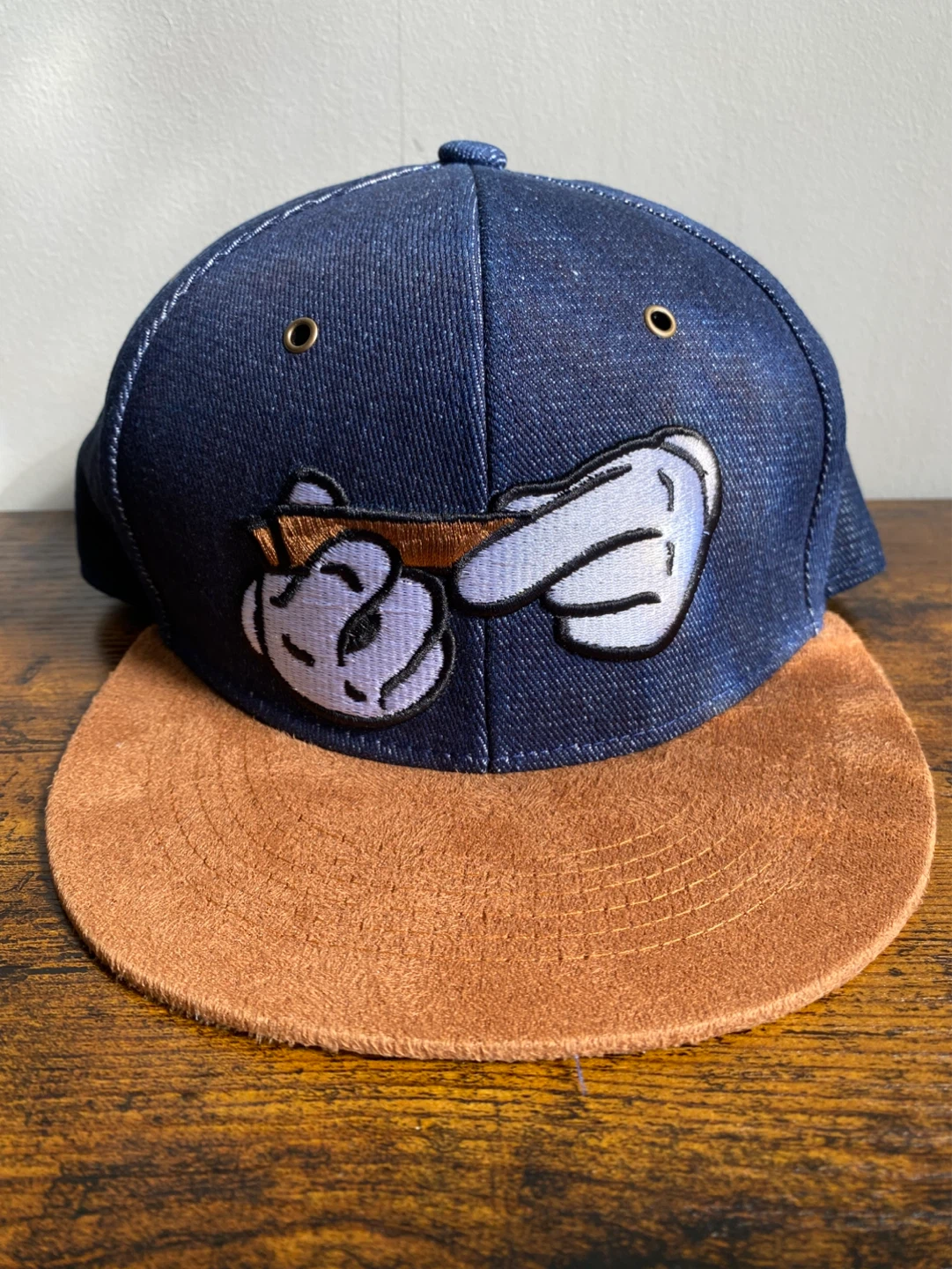 Denim and Brown Blunt Rolling Hand SnapBack Cap