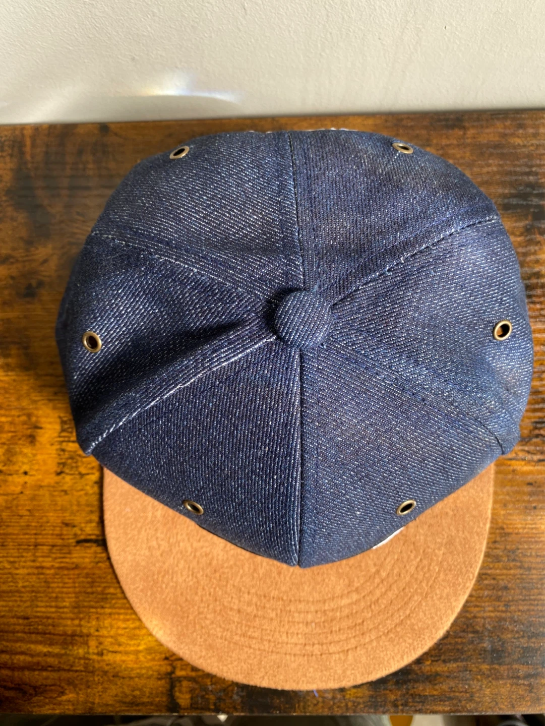 Denim and Brown Blunt Rolling Hand SnapBack Cap - photo 2