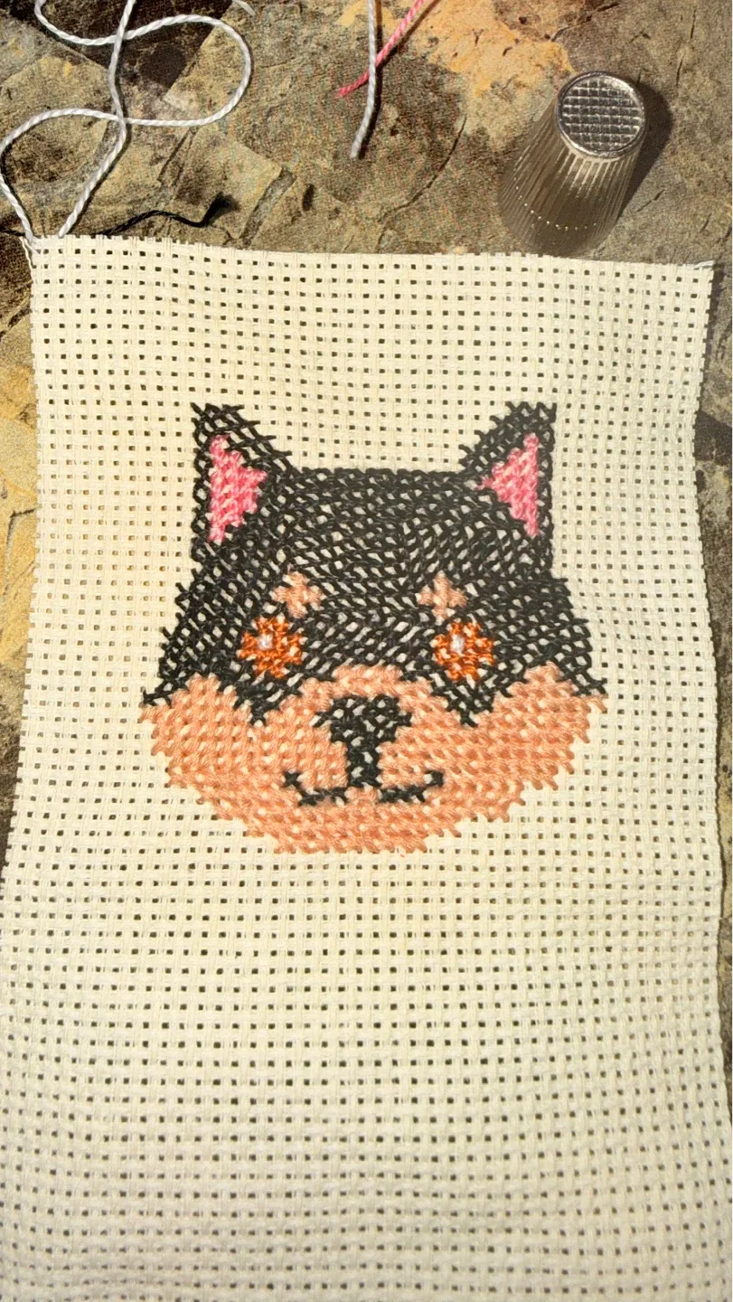 Handmade Cross-Stitch Cat Keychain - photo 4