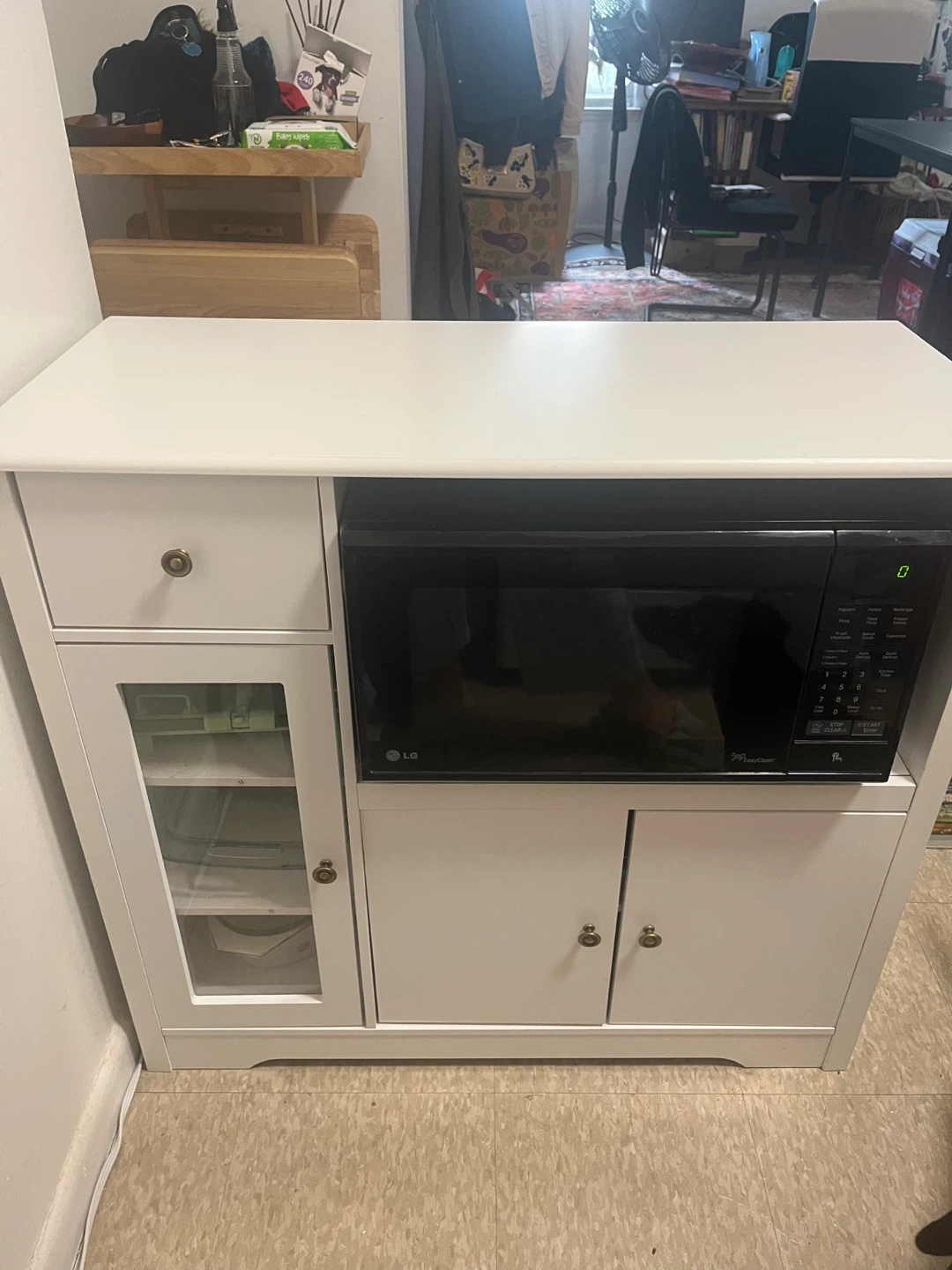 White Microwave Stand with Storage