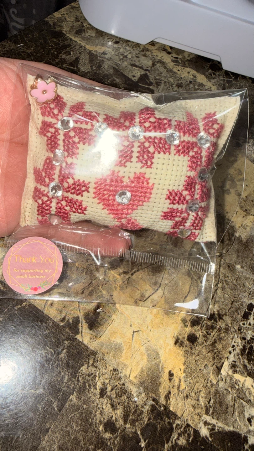 Handmade Embroidered Keychain with Rhinestones - photo 2