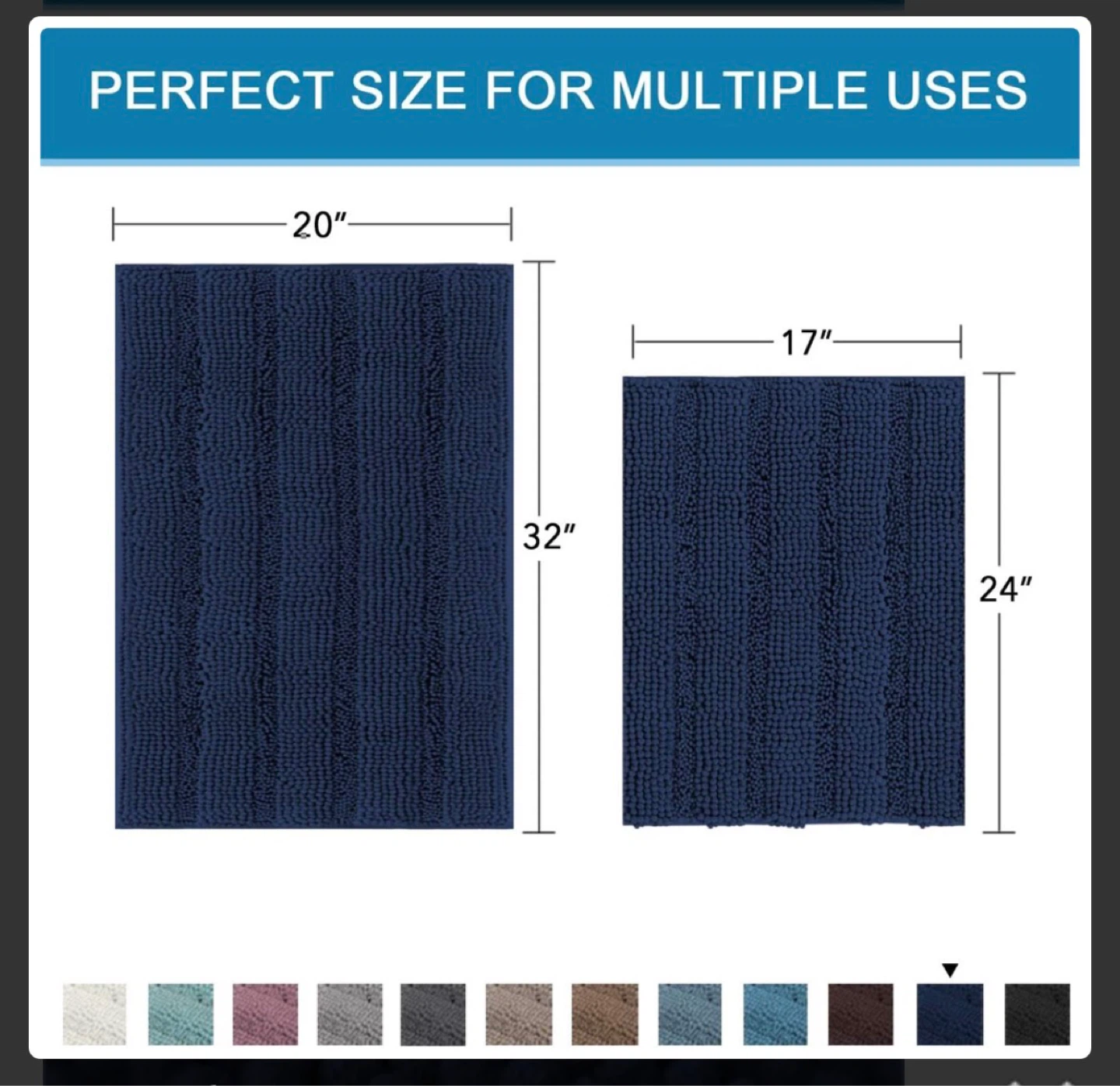 Navy Blue Chenille Bath Rug Set (20"x32" & 17"x24") - photo 2